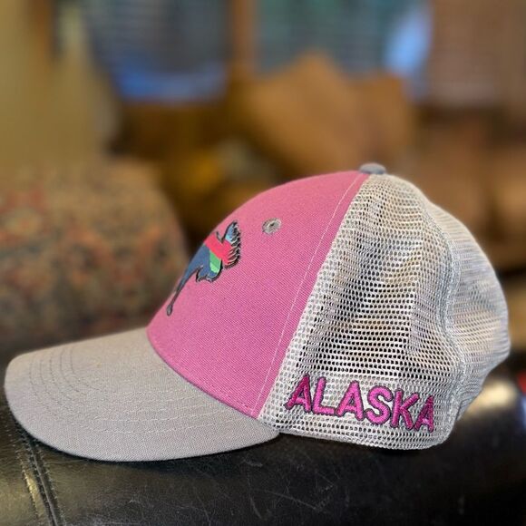 Alaska Moose design ACE USA Gray Mesh Trucker Hat - Picture 2 of 5